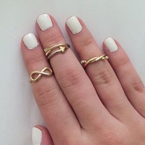 Set of 3 Gold Midi Rings